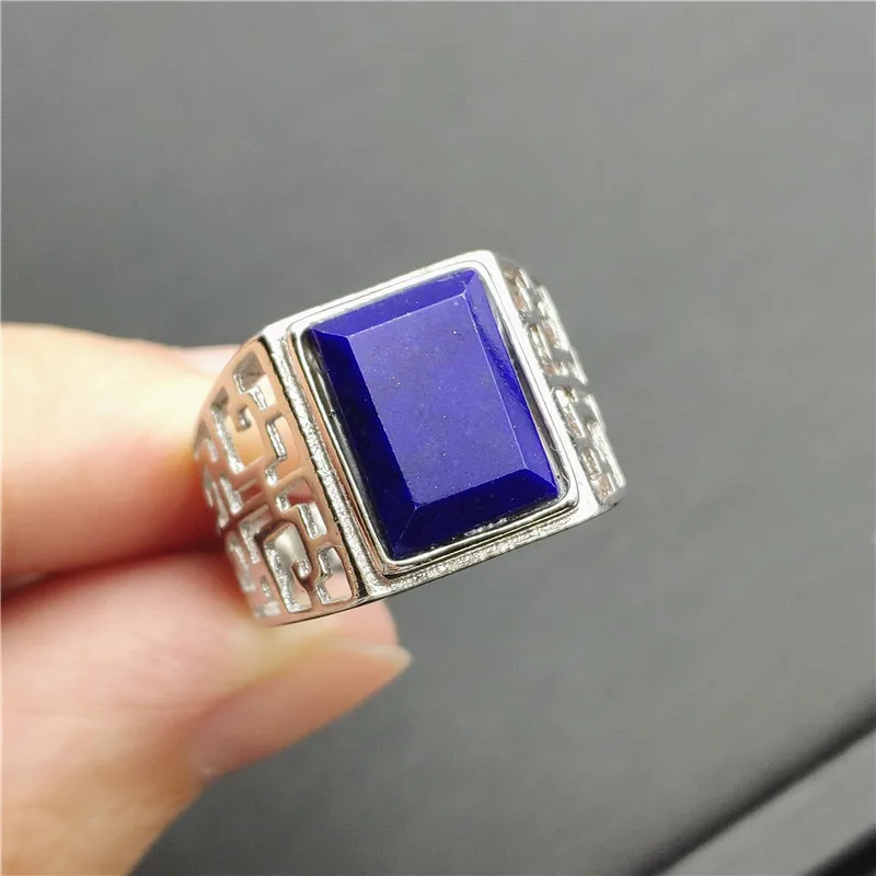 100% натуральный Лазурит Королевский Синий Регулируемый Свадебные мужское кольцо 14x11 мм красивые модные драгоценный бисер молитвенное