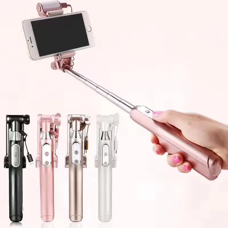 2017 Universal bluetooth selfie stick with mirror and fill light