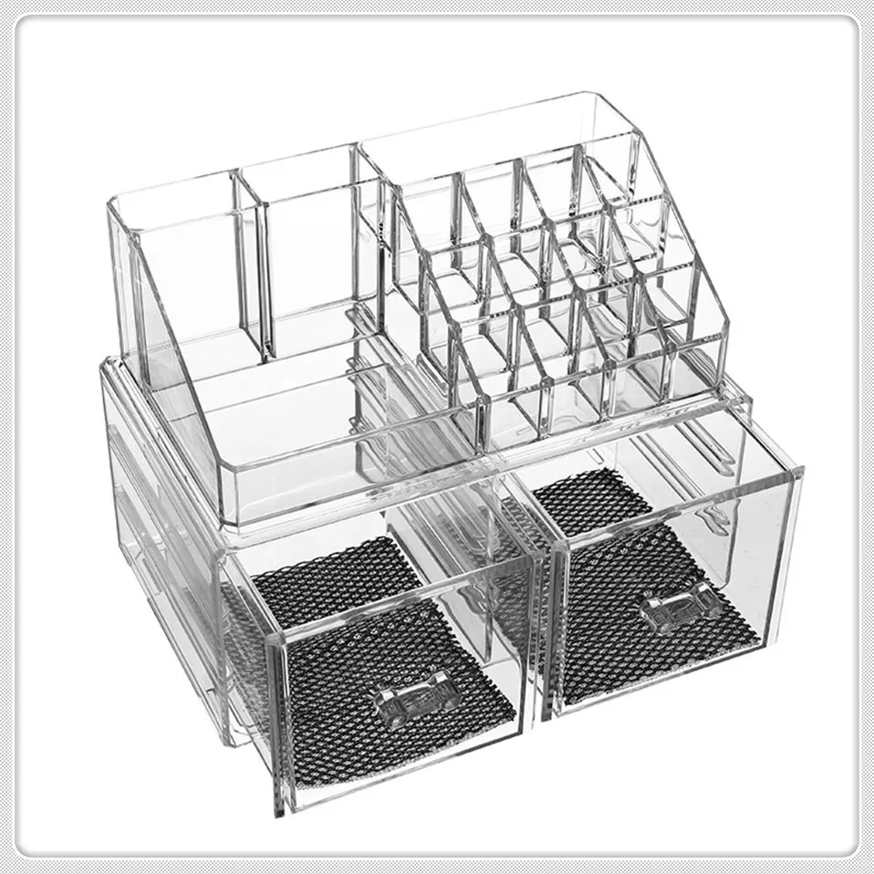 Msjo органайзер для макияжа, Коробка органайзер для косметики, 2 слоя ящиков, настольная шкатулка для украшений, акриловая губная помада, органайзер, чехол для хранения