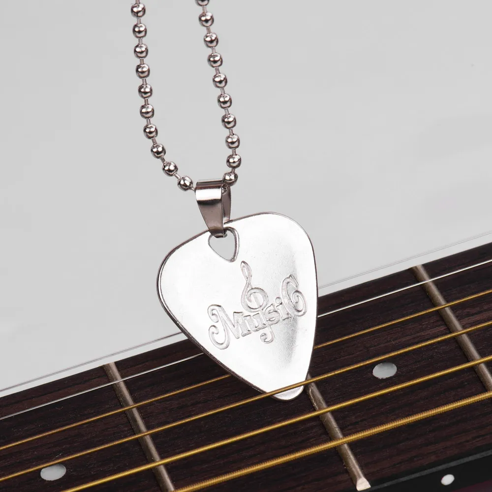 Гитара Часть выбрать s серебряное ожерелье с гитарами шеи выбрать s 5 видов ожерелье падение гитарный выбор с цепочкой из нержавеющей стали - Цвет: C
