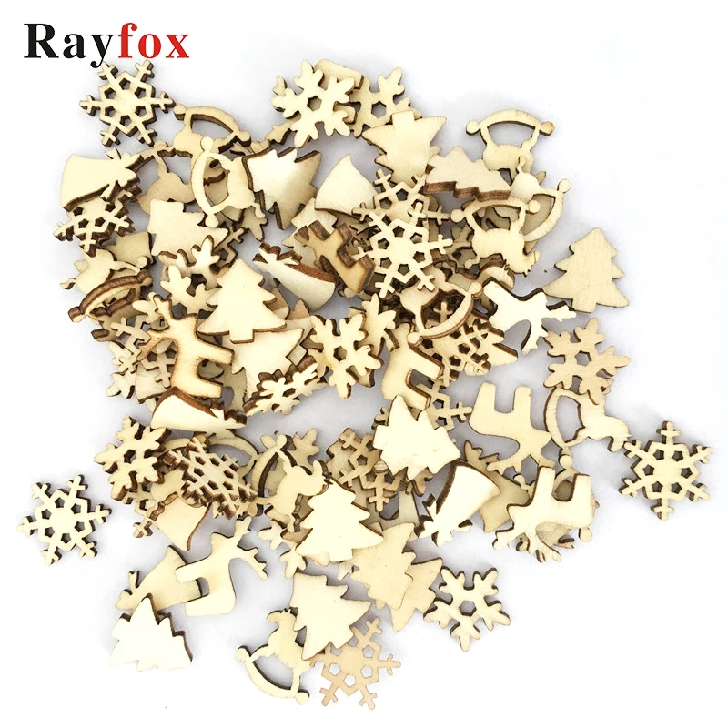 

100/50pcs Wooden Ornaments DIY Christmas Decoration Wood Hanging Pendants Christmas Tree Xmas Craft 2018 Kerst Decoratie Favor