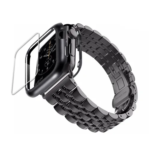 case+Strap For Apple Watch band 42mm 38mm apple watch 4 3 5 iwatch band correa Stainless Steel pulseira Butterfly watchband