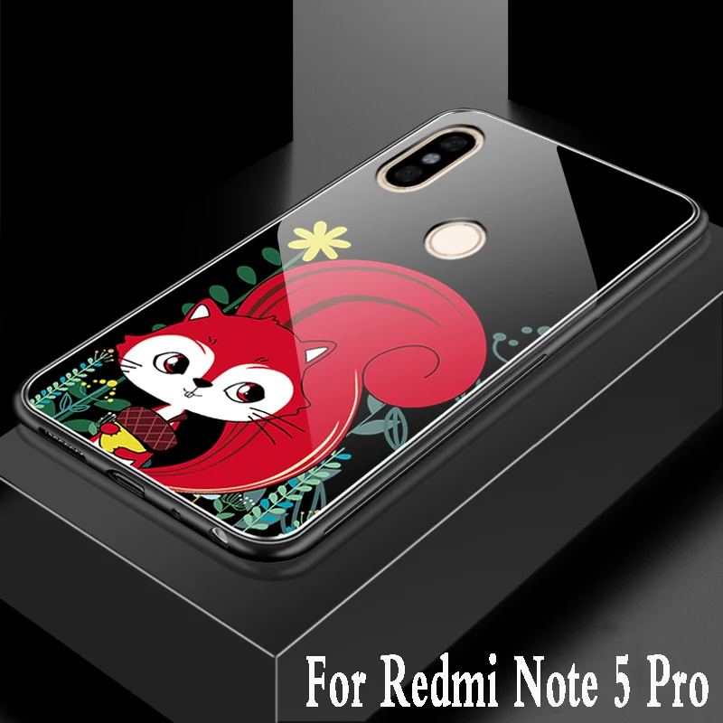 

For xiaomi redmi note 5 pro Case Tempered Glass Cartoon back Silicone for xiaomi redmi note 5 case redmi note 5 pro Covers tpu