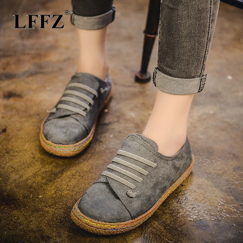 

Lzzf 2018 Korean Loafers Shoes Women Slip on Flats Solid Spring Summer Ladies Round Toe Vintage Shoe Woman Plus Size Footwear