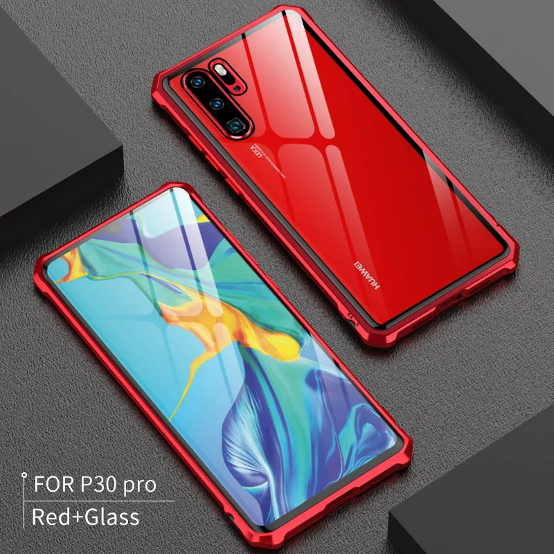 Роскошный Магнитный бампер, чехол для huawei P30 Pro, чехол Lite, рамка для телефона, металлическая броня, стекло, задняя крышка, huawei P30Pro, чехол P30Lite