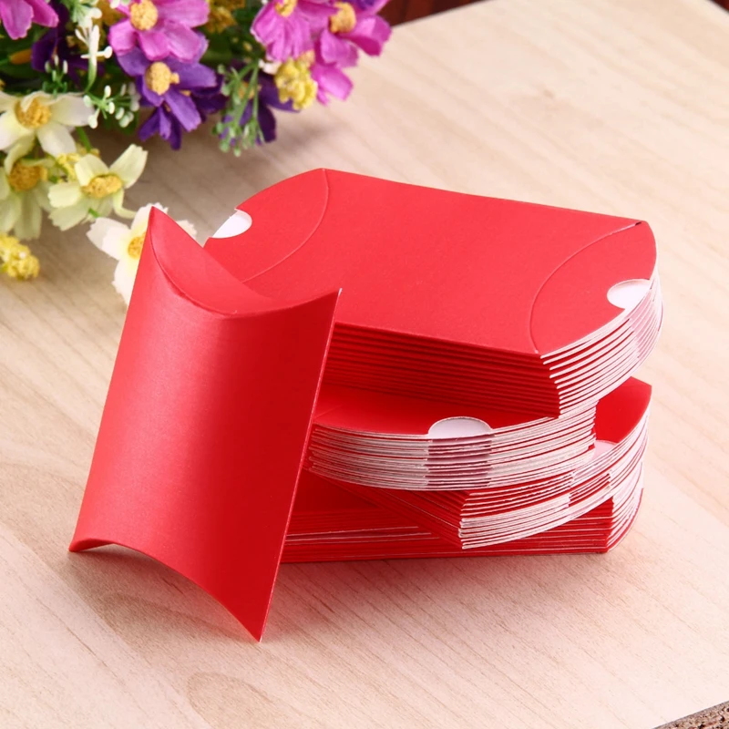 

Free Shipping 50pcs/lot New Pillow Shape Box Candy Box Gift Box for Wedding Party Favor Decor Paperboard Kraft Wholesales