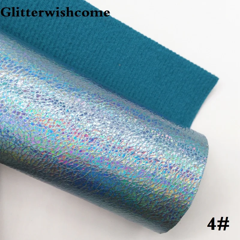 Glitterwishcome 21X29 см A4 размер винил для бантов Переливающаяся ткань, трещины искусственная кожа ткань винил для бантов, GM019A - Цвет: 4