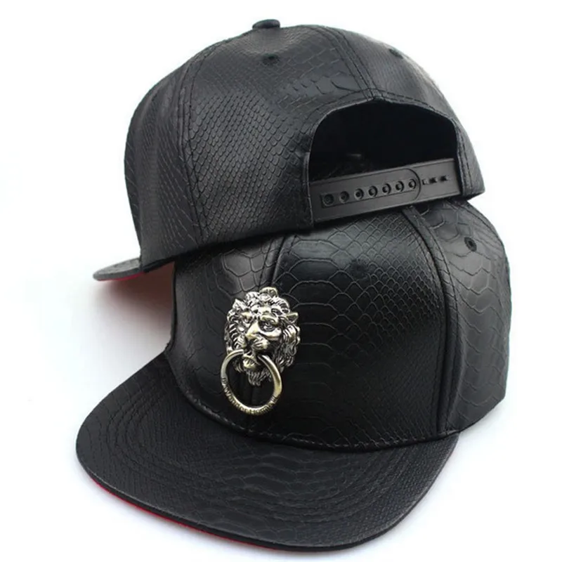 

2016801 unisex young man adult Python snake print leather Doorknob Hip hop cap flat-brimmed hat Snapback