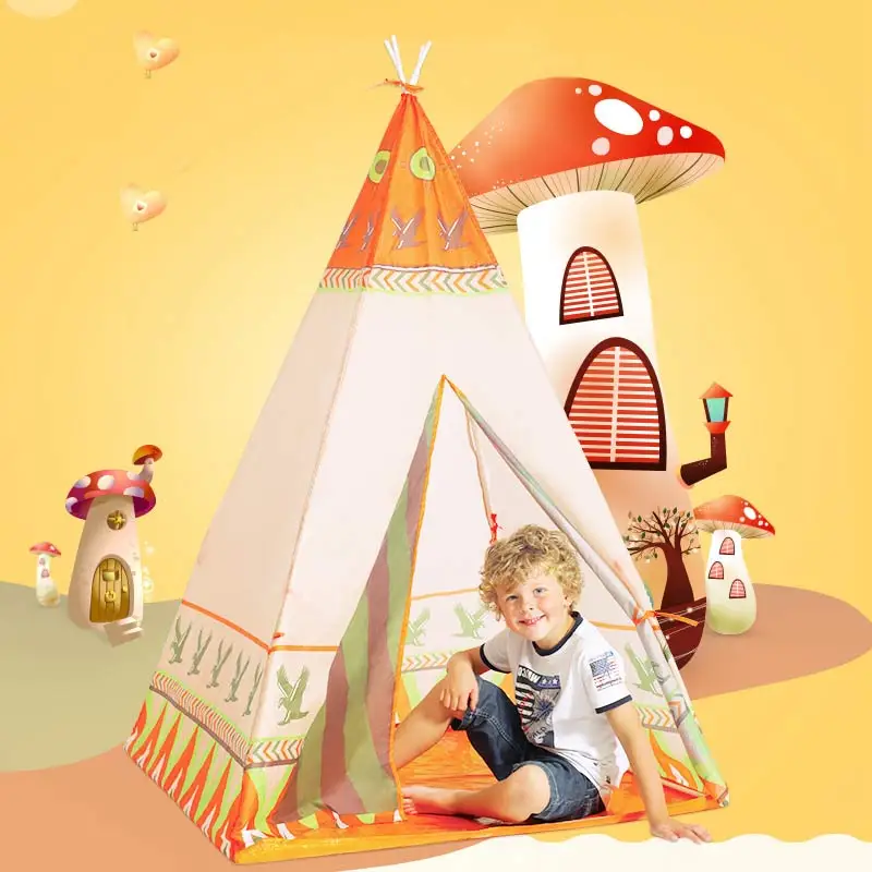 Игровая палатка из полиэстера Сверхлегкая цветная палатка с принтом для мальчиков и девочек детский Безопасный детский тент индийская детская палатка-Типи