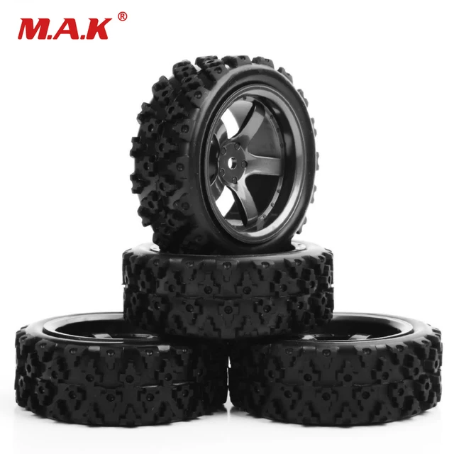 Best Offers 4PCS/Set 1/10 RC Rally Racing Off Road Car Rubber Tyre   Tires & Wheel Rims 12mm Hex for Car Model Toys