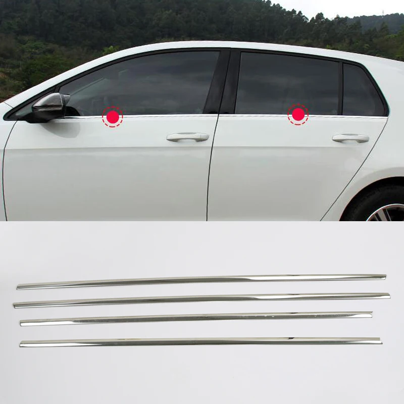 

Car accessories Bottom Window Sill Garnish Trim Stainless Steel 4pcs For VW Volkswagen Golf 7 Mk7 2013 2014 2015 2016 2017 2018