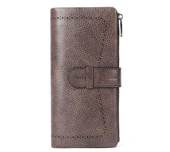 

Hot casual style RFID Anti-magnetic men wallet Oil wax cowhide long multi-function wallets genuine leather purse clutch bag