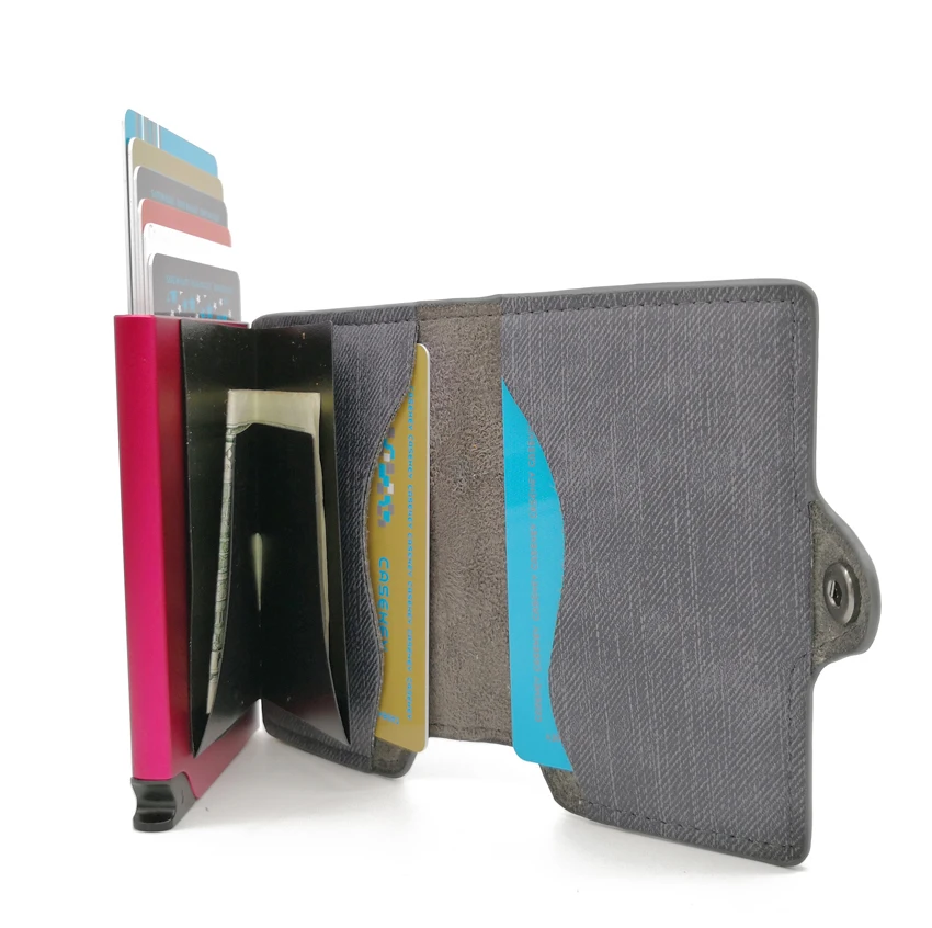 Чехол с защитой от кражи, блокирующий RFID алюминиевый кошелек, минималистичный кошелек для карт, джинсовый кожаный чехол для монет