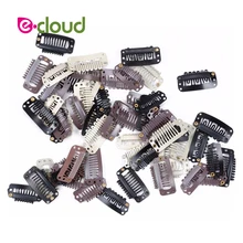 20 pçs/saco 32mm u forma e fio forma clipes snap para extensões de cabelo ferramenta com silicone volta peruca clipes em tecer peruca acessório