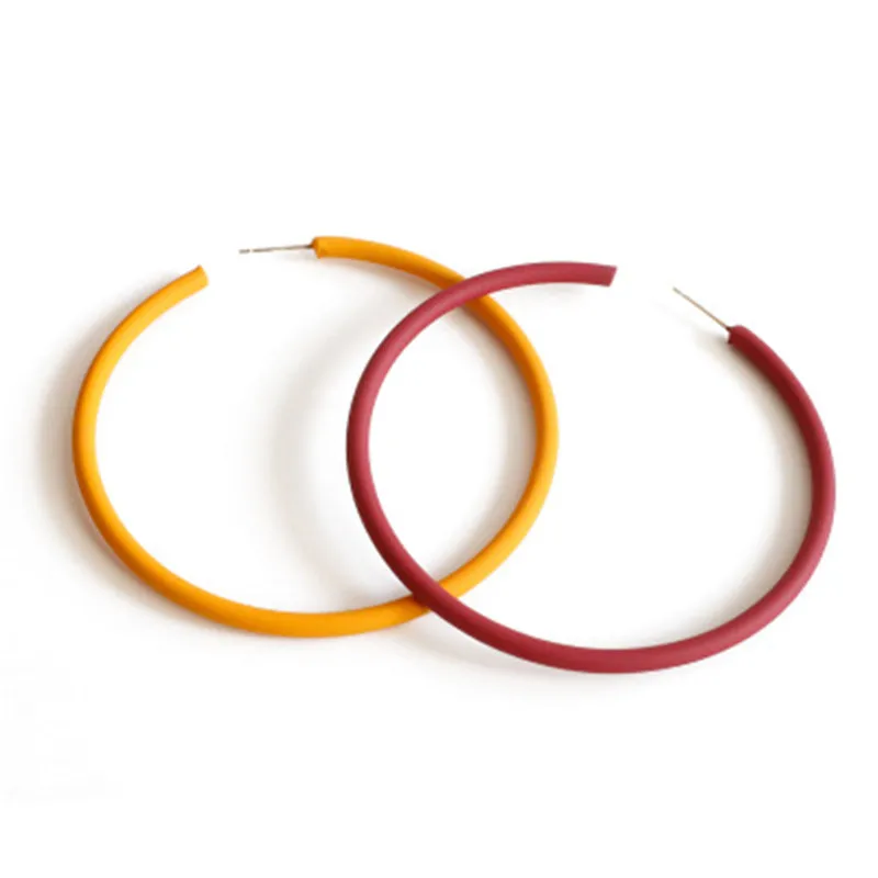 

Europe America INS Simple Vintage Hyperbolic Exaggerated Paint Round Circle Geometric Hoop Earrings Fashion Jewelry-LYD5