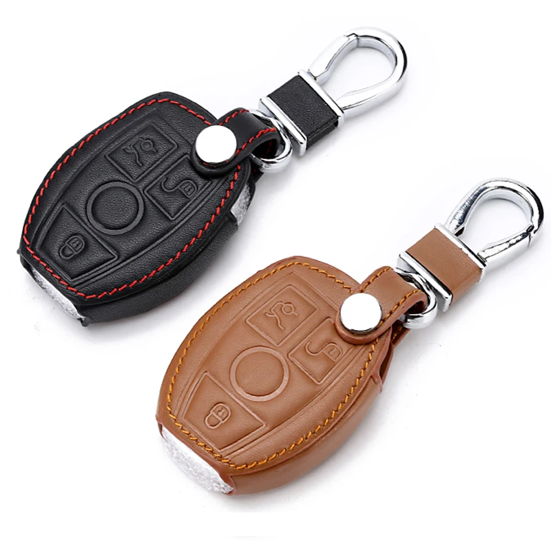 Genuine Leather Remote Key Fob Case For Mercedes Benz SLK E113 A C E S W168 W20 2 Button Flip Folding Car Cover accessories | Автомобили и