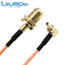 2 peças rf conector f para crc9 cabo f fêmea para crc9 rightangle rg316 rg174 trança cabo 15cm