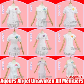 

[Stock]Anime Love live!Sunshine! Aqours Angel Unawaken All Members White Lolita Dress Cosplay costume +Flowers Uniform free ship