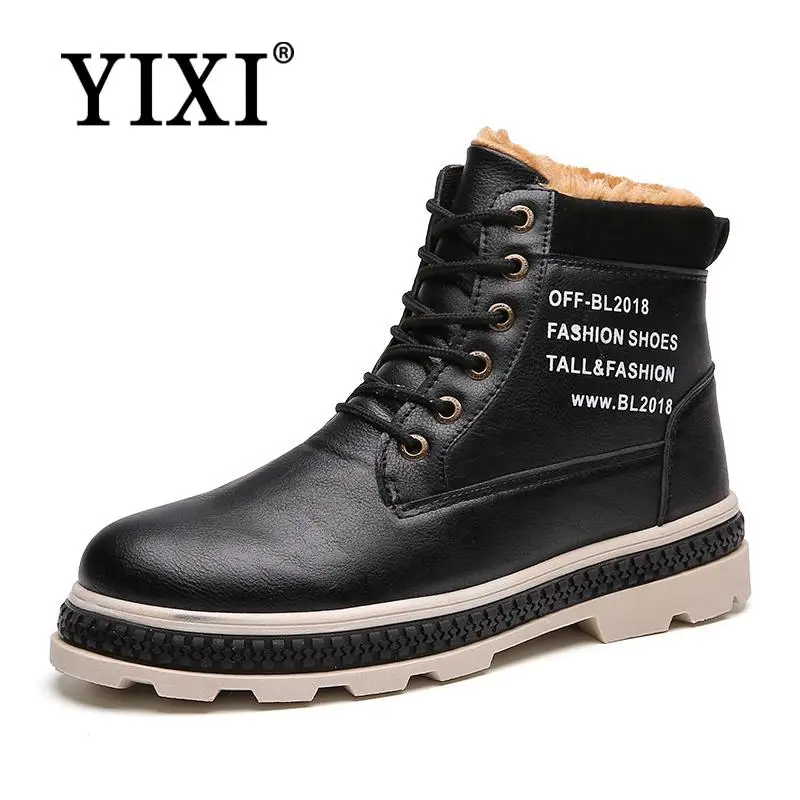 YIXI Brand Men's Boots Leather Winter Warm Shoes Motorcycle Mens Ankle Boot Doc Martins Autumn Men Botas Hombre |