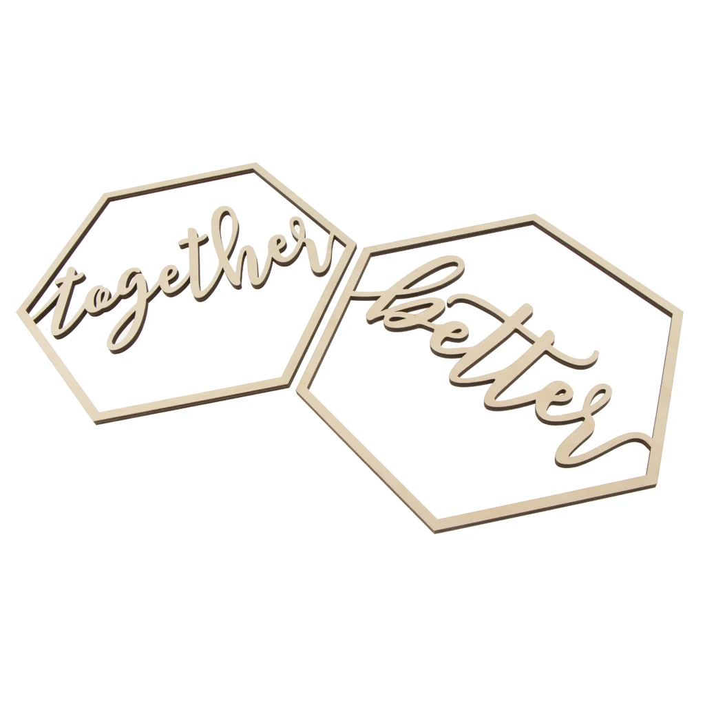 2pcs Hexagon Bride Groom Chair Signs Wooden Wedding Hanging Signs for Wedding Chairs Decor