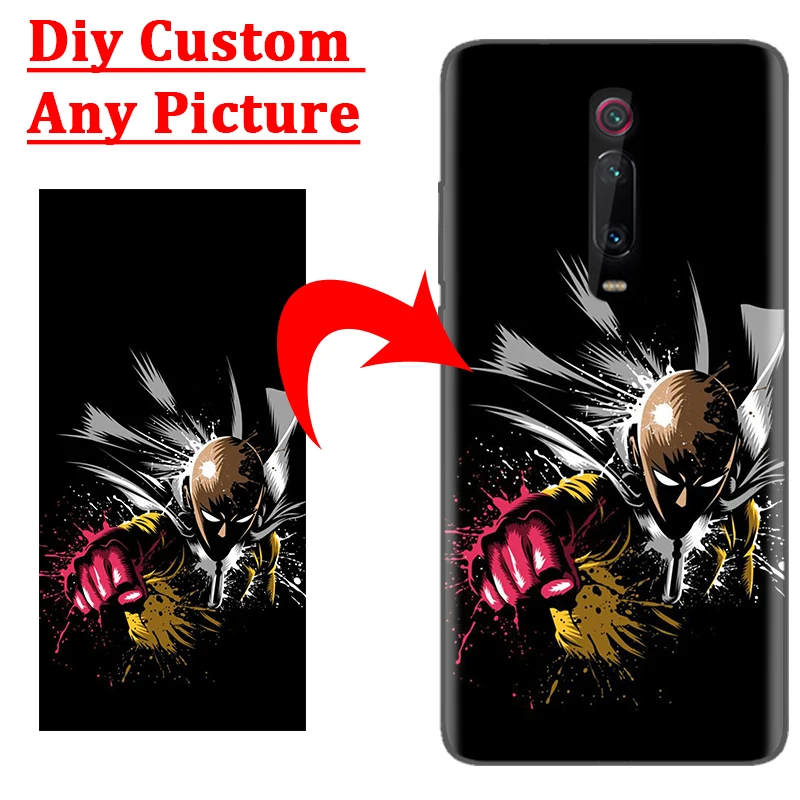 

Unique Personalized DIY Custom Phone for Xiaomi Mi A1 A2 8 Lite Play Poco F1 Redmi 6 6A7 7A 7S Note K20 Pro Black Silicone Case