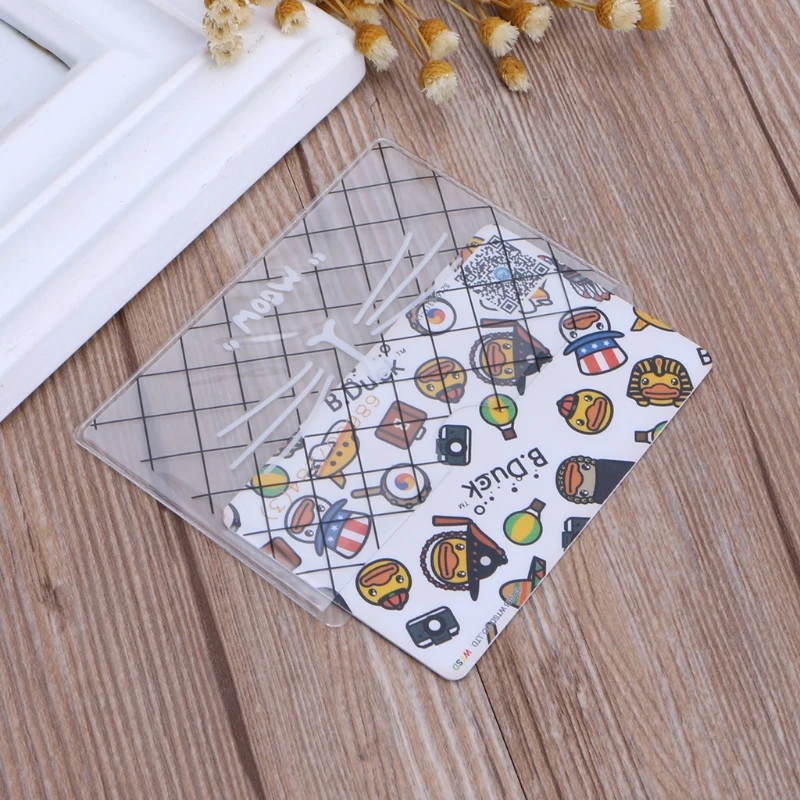 Brief Cartoon Style Transparent Double Layer PVC Card Cover Bus Bank Id Card Case Holder randomly color