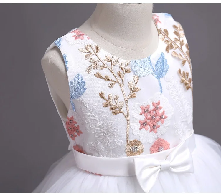 European and American new girls dress flower girl children evening dress Summer sweet embroidered baby birthday Party dress