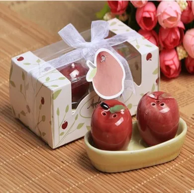 

100pcs50 sets Ceramic Cruet Set Creative Kitchen Spice Jar Apple Shape Salt Pepper Seasoning Jar For Wedding Birthday Gifts