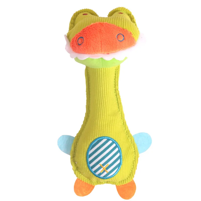 Cartoon animal baby hand bell plush doll built-in BB stuffed toy doll exercise listening attention for 6 months -4 years old