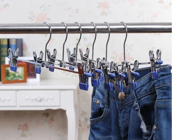 

[Free shipping] Adjustable Stainless steel Hanger with Clips for Pants (20 Pieces/ Lot)