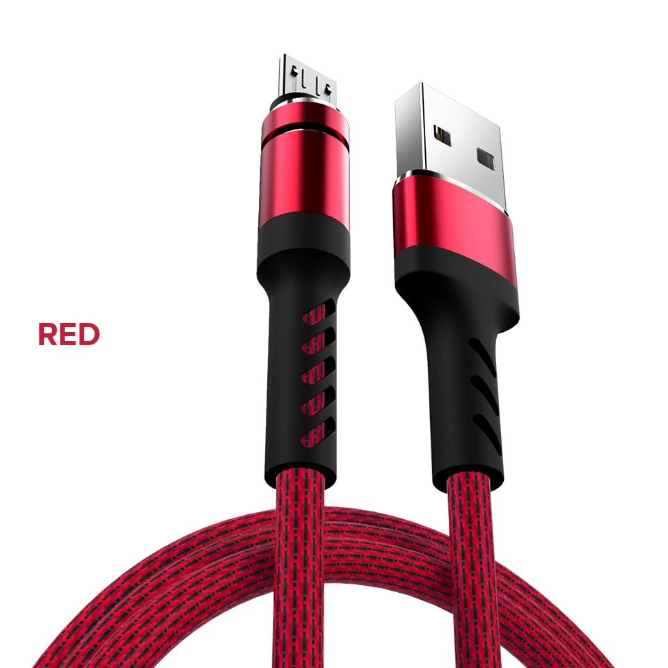 Venroii Micro USB кабель для зарядки и синхронизации данных 1 м шнур зарядного устройства для телефона samsung S7 J5 huawei Honor 9I 8X Xiaomi Redmi Note 5 4 - Цвет: Red