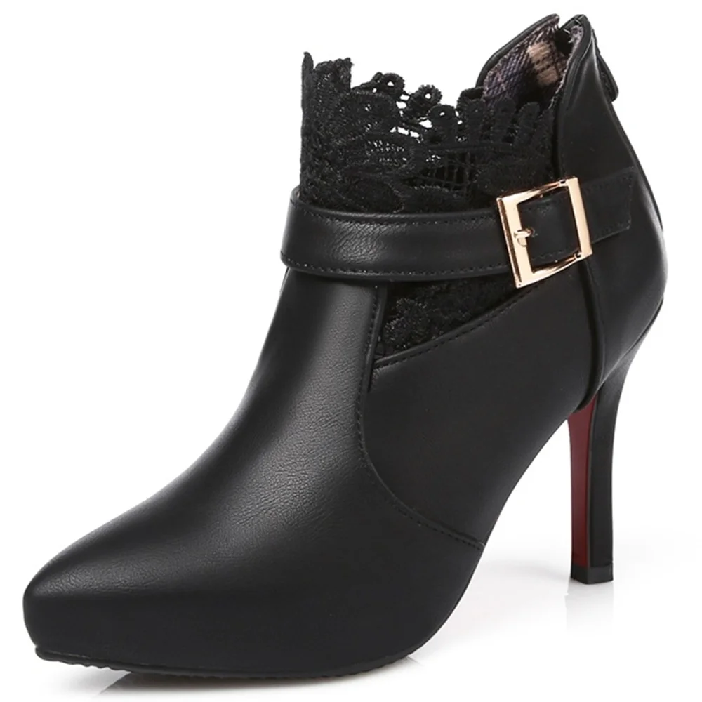 high heel ankle boots with zip