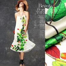 Превосходное качество печати шелковой ткани ткань и двойной Толстый эластичный шелк атласное платье [Би] листья рваные