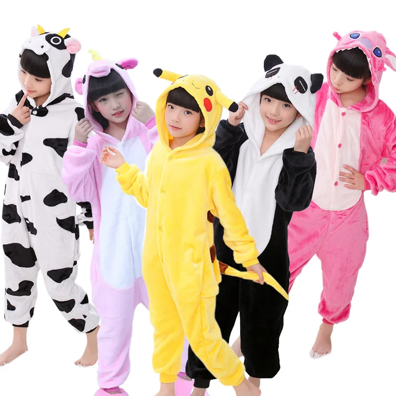 Kids Pajamas Onesies Animal Unicorn Stitch Pegasus Pikachu Pajamas For Boys Girls Flannel Hooded Children Sleepwear Cosplay Kids Pajamas Onesies Animal Unicorn Stitch Pegasus Pikachu Pajamas For Boys Girls Flannel Hooded Children Sleepwear Cosplay