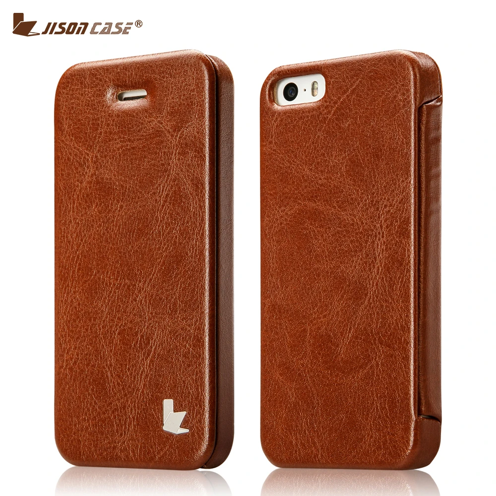 Jisoncase Смарт флип чехол для iPhone 5 5S SE Чехол кожаный роскошный Магнитный чехол в виде