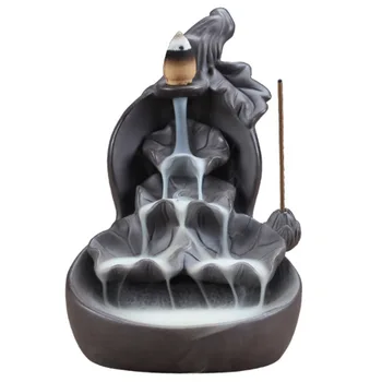 

Smoke Backflow Ceramic Incense Burner Cone Stick Holder Censer Black Furnishing Articles Decoration Home Furnace Base Wholesale