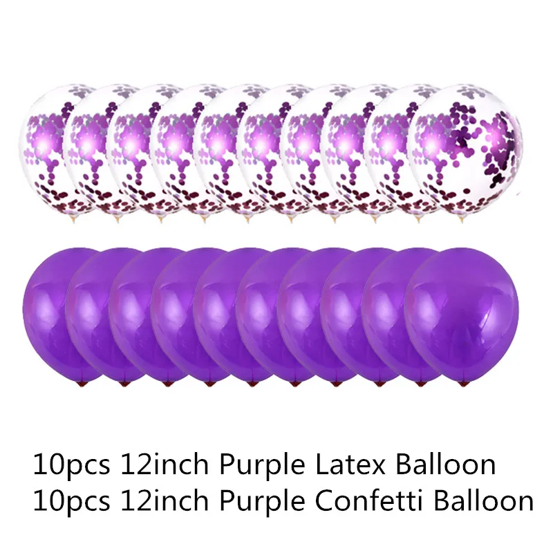 20pcs/set Rose Gold Balloon Confetti Set Birthday Party Balloon Anniversary Wedding Balloon Decoration Gift for Wedding Guests - Color: 12inc 20pcs Purple