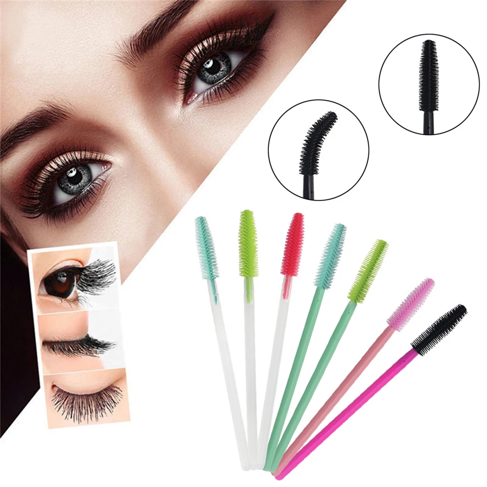 

Wholesale 50Pcs/Lot Silica Gel Disposable Mascara Wands Applicator Eyelash Extension Brushes Mascara Brush Makeup Cosmetic Tool