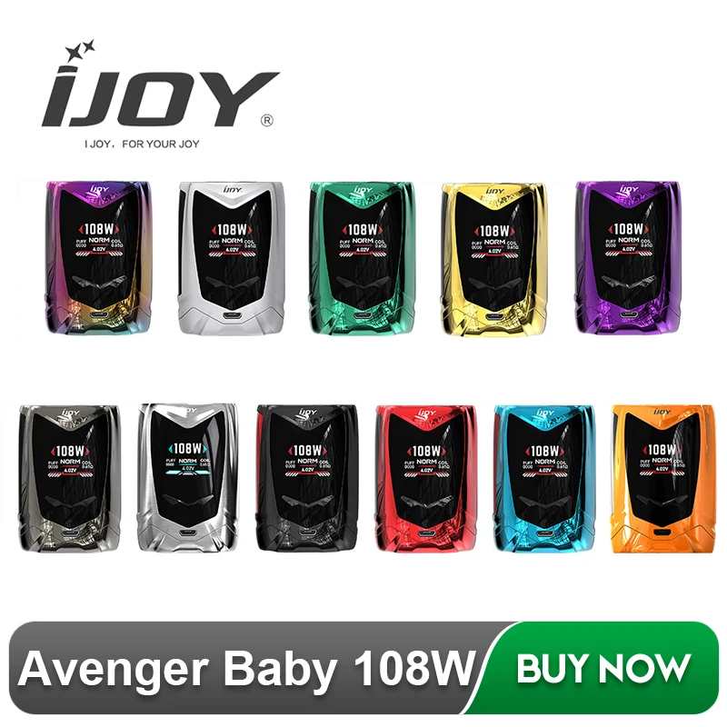 

Original IJOY Avenger Baby 108W Mod AI Voice Control TC Box mod for ijoy Diamond Baby Tank with dual 20350 batteries Small Size
