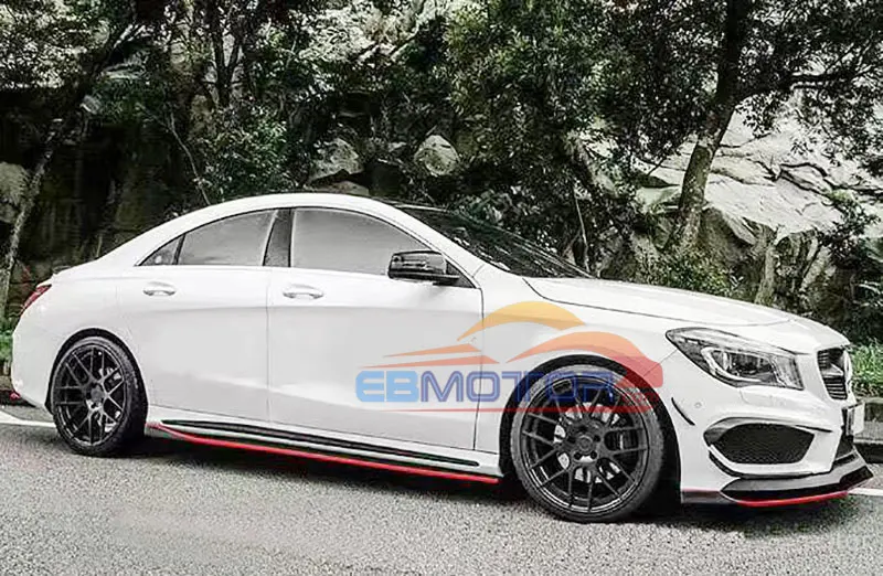 REAL CARBON FIBER SIDE SKIRTS TRIMS FOR MERCEDES BENZ W117 CLA AMG Sport 14-16 1