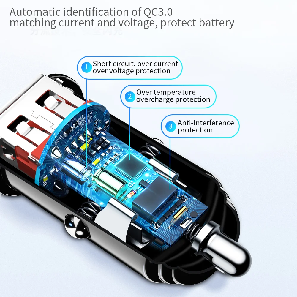 Автомобильное зарядное устройство Essager mi ni USB Quick Charge 3,0 Автомобильное зарядное устройство для телефона для Xiaomi mi 9 Red mi note 8 QC3.0 QC Быстрая зарядка для мобильного автомобиля