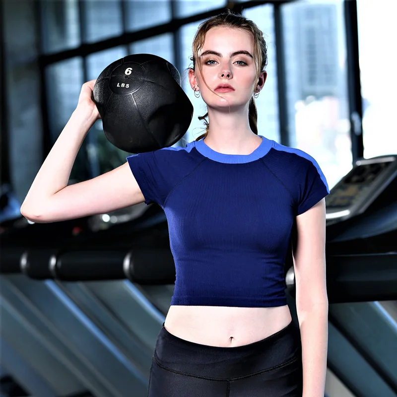 

Women Yoga Shirts Stretch Short T-shirts Sport crop Top Sweatshirts Running Jogging Leisure Fitness Gym Workout Athletic Shirts