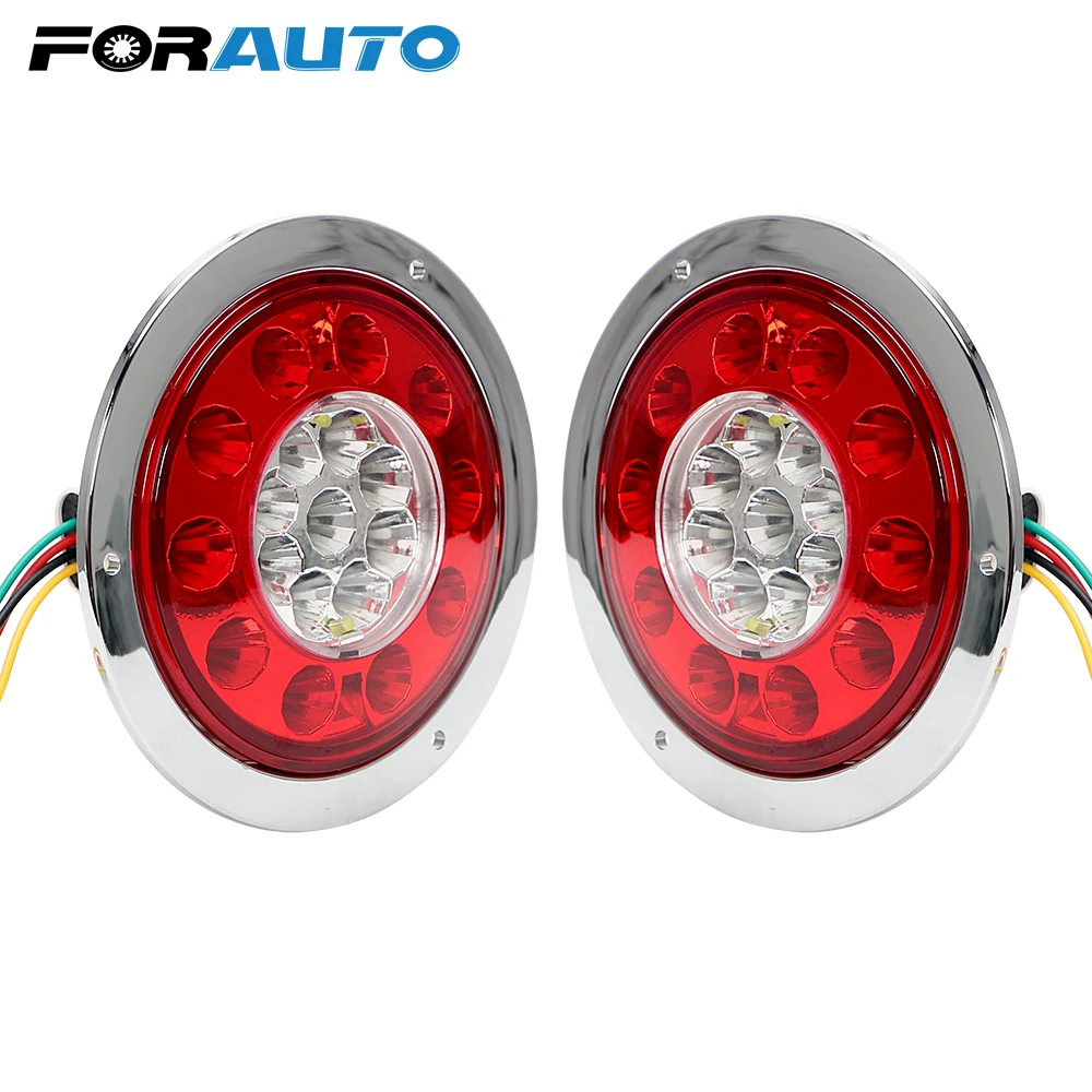 

FORAUTO Car-styling Car Brake Light LED Round Tail Light Red/Yellow Truck Trailer Turn Signal Lamp Reversing Lamp Universal