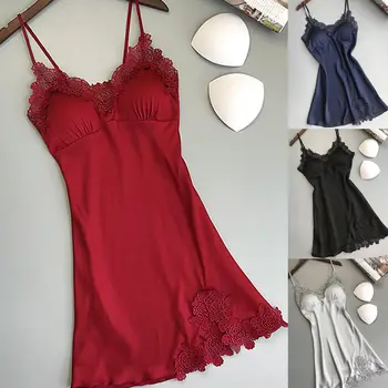 

Sexy Women Nightgowns Silk Lace Robe Dress Babydoll Nightdress Nightgown Sleepwear Women Summer Clothes