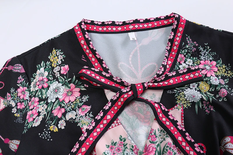 LD Linda della сезон: весна–лето модное платье Для женщин Винтаж короткий рукав с завязкой-галстуком в Цветы Печатные сетки элегантное платье