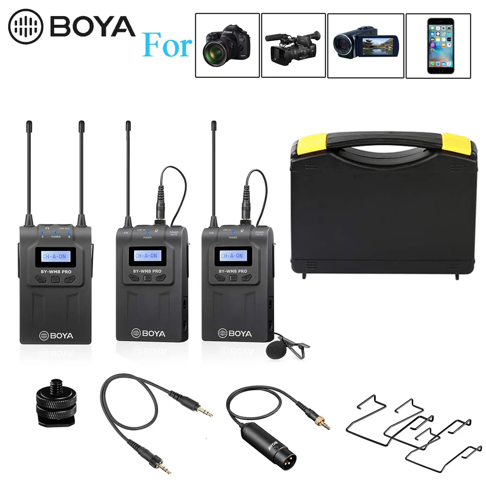 BOYA BY-WM8 Pro K1/K2 Mic Condenser Wireless Mic Microphone System Audio Video Recorder Receiver for Canon Nikon Sony Camera