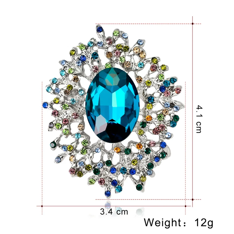 Красочные Стразы морская брошь с синим кристаллом стекло Серебряный тон булавки и броши для женщин брошь ювелирные изделия заколка на шарф подарок на год