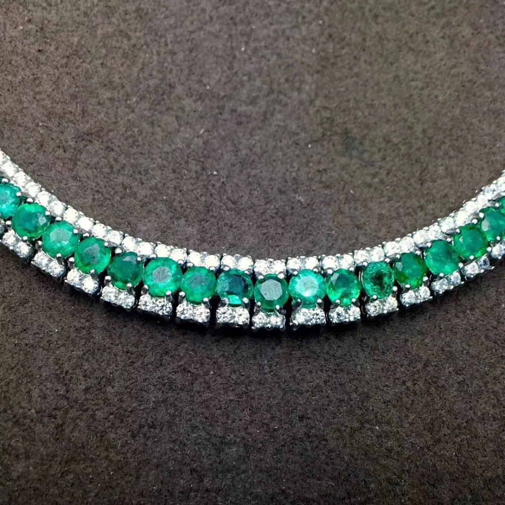 Женский браслет из серебра 925 пробы с изумрудами|fine jewelry|jewelry bracelet womanjewelry silver bracelets