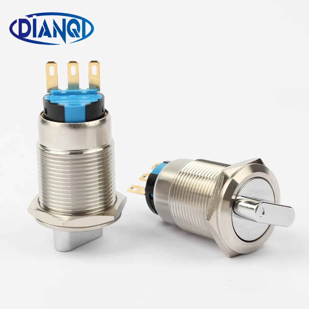 Free shipping 19mm metal rotary push button brass 2 position selector