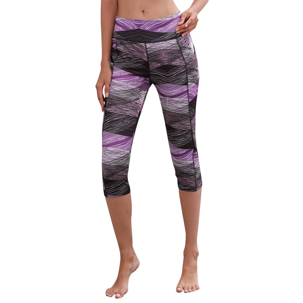 

Leggings Fitness Feminina Women Skinny Pencil Pants High Waist Print Breathable Exercise Legins With Pockets Push Up Jeggings